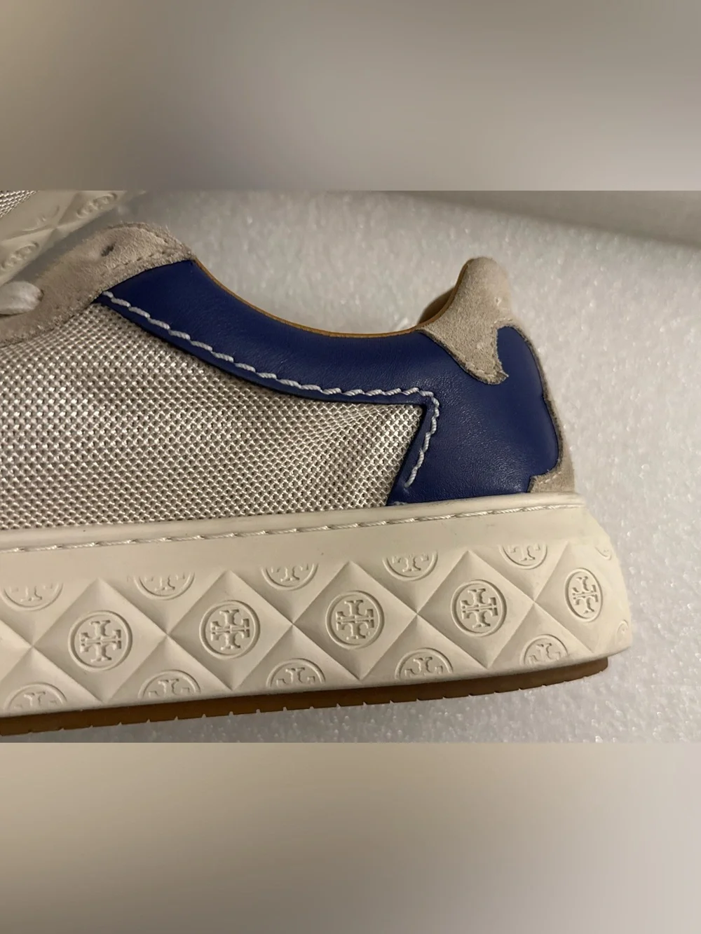 Tory Burch Ladybug Sneaker Nytech Intra Mesh Cream Blue Size 8